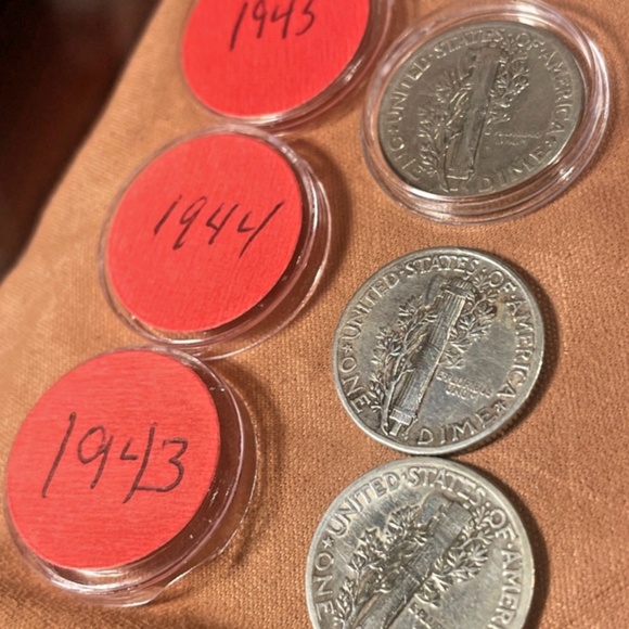 (Lot of 3) choice-gem MERCURY silver U.S. dimes. 1943p, 1944p & 1945 s - Picture 2 of 6